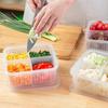 Refrigerator Storage Box 4 Grid Food Vegetable Fruit Storage Box Fridge Organizer Drain Basket Meat Onion Ginger Clear Crisper