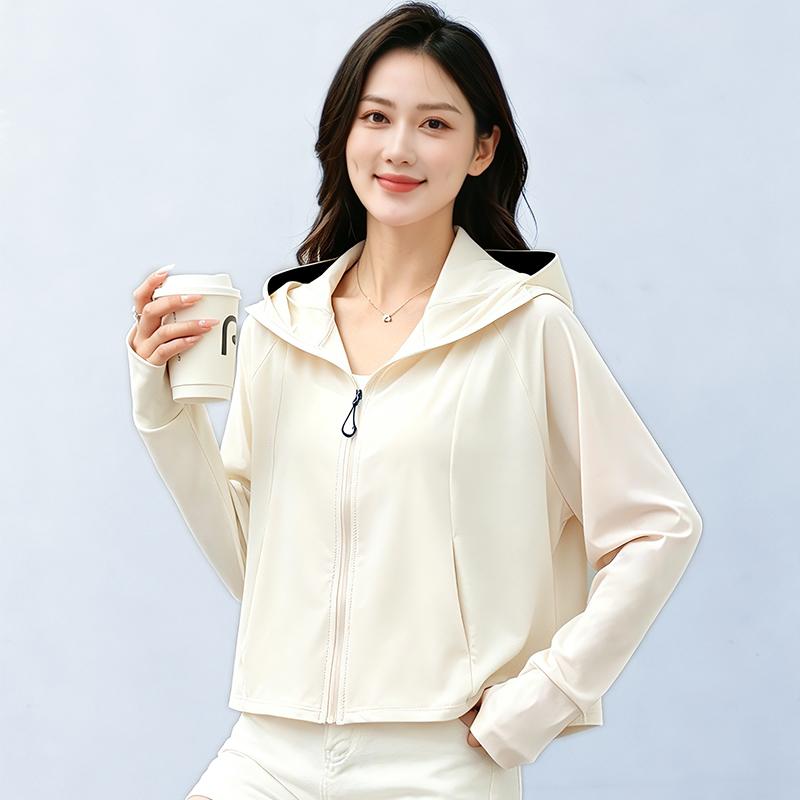 UPF100+Outdoor Sunscreen Clothes Women's Big Brimmed Hoodie Anti UV Cool Coat Casual Quick Drying Breathable Long Sleeved Skin Clothes