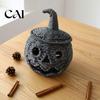 Boho Style Desktop Pumpkin Art Handwoven Lantern, Vintage Rustic Halloween Decor, Hollow Smile Versatile Window Display Props Face Storage Jar