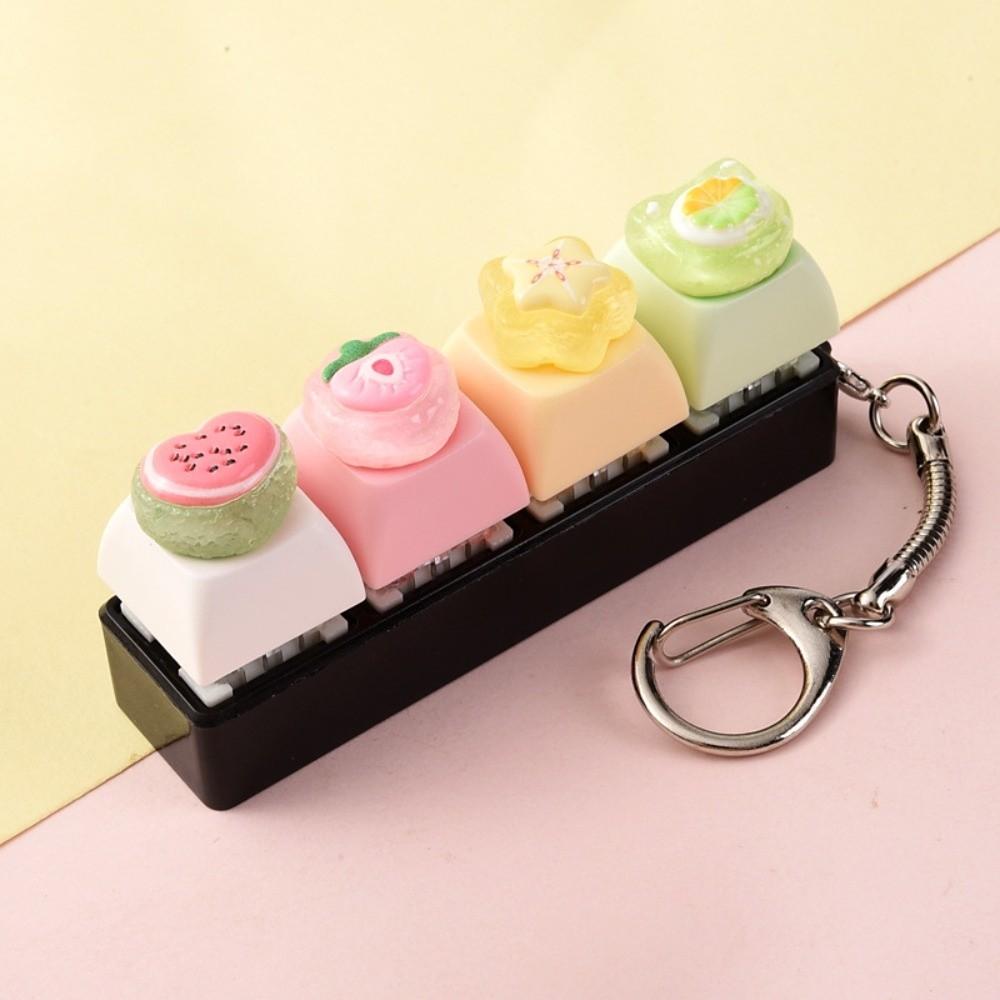 4-Key Reduce Pressure Toy Fruit Mini Keychain Pendant Push Button Keychain Reduce Anxiety