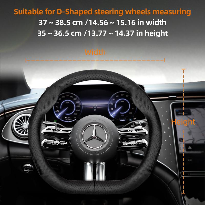 Suitable for Mercedes-Benz Ultra-Thin Breathable Leather Steering Wheel Cover Suitable for E Class S C a Glc Suv Eqc Gle Gla Eqe Amg Eq C63 E63 