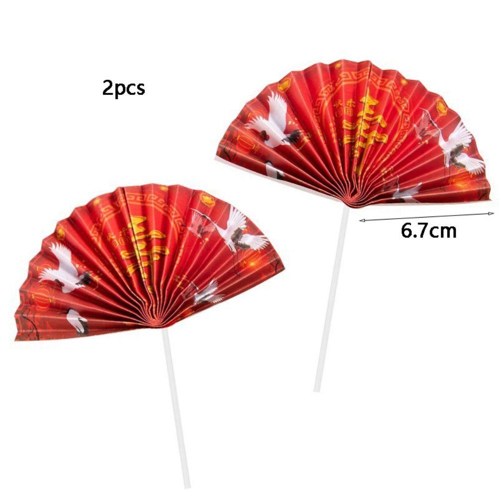 

2 шт. Полукруглый складной веер для торта, ретро флажок для торта, бумажный веер, топпер для торта, для выпечки D