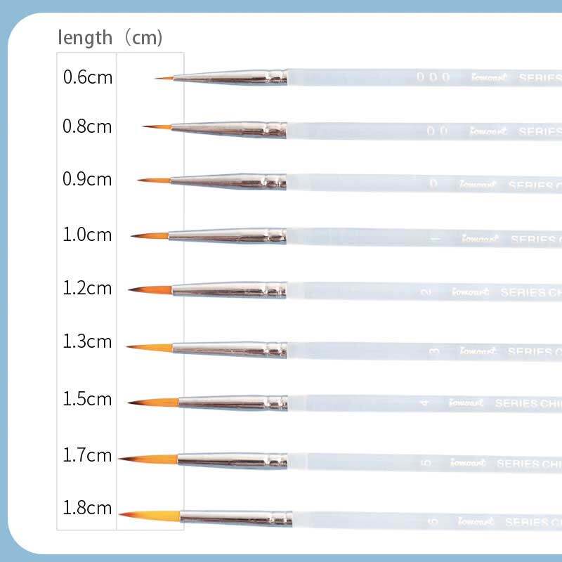 JOWOART JOWOART Very Fine Tip Nylon Hair 9 Pcs Watercolor Paint Brush Transparent Acrylic Rod Hook Line Pen Stroke Pen for Beginners Art