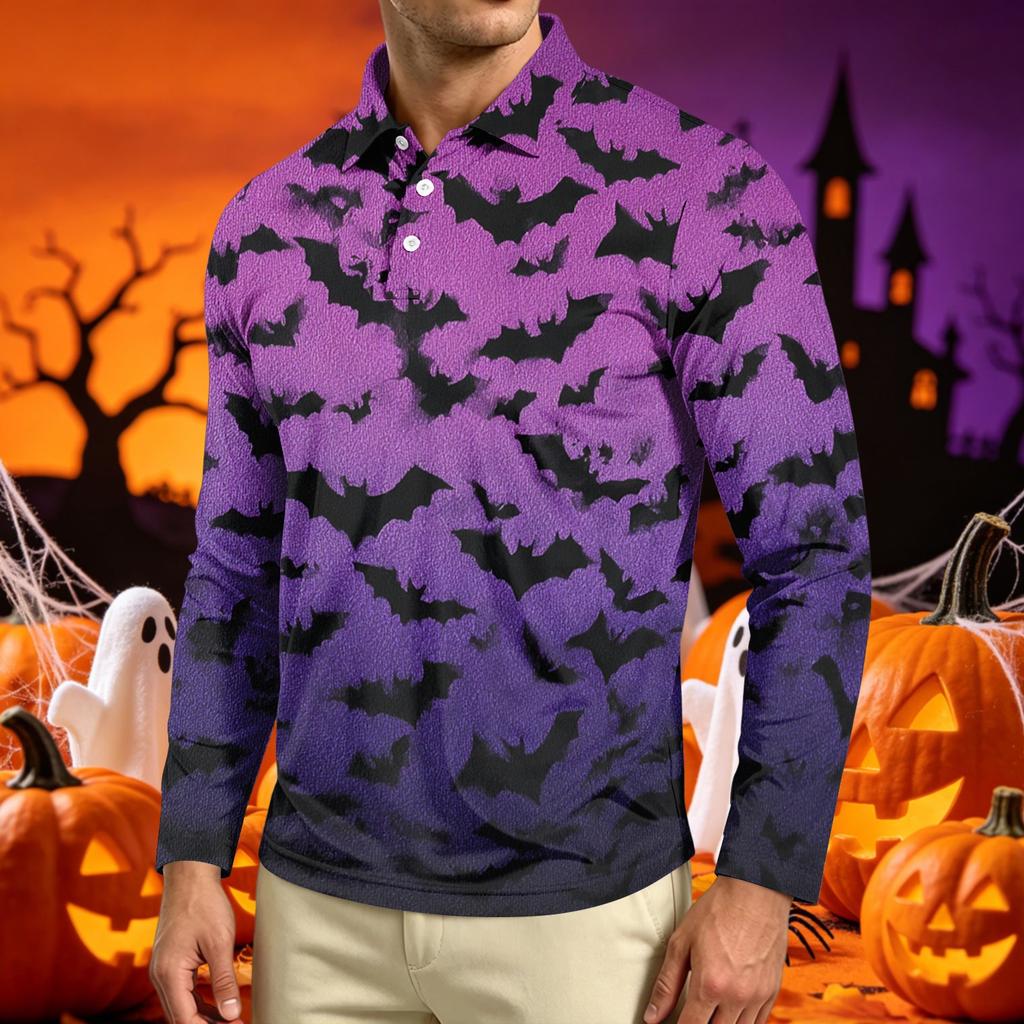 Men's Long Sleeve Printed T-Shirt Casual Neck Top for Everyday Wear