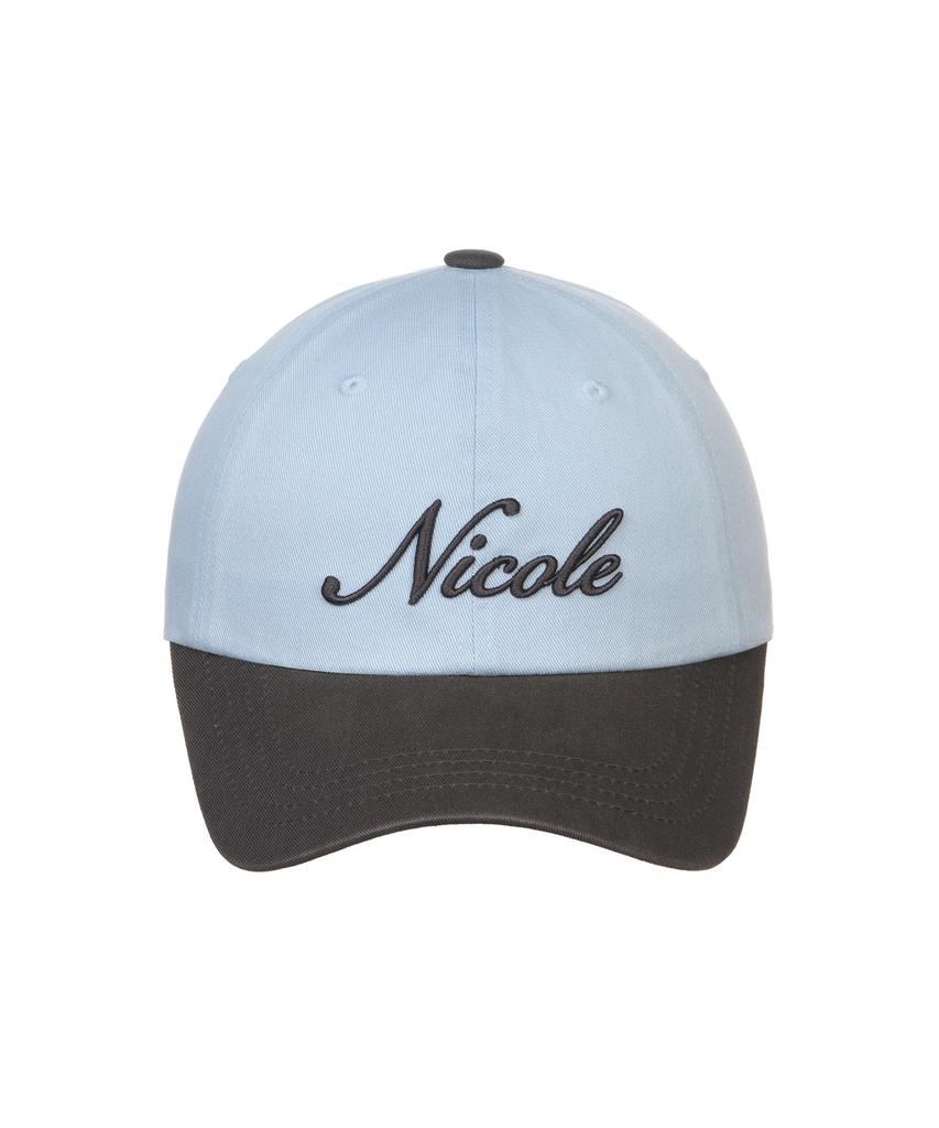 Nigaennikol Nicole Lettering Ball Cap_Sky Blue Charcoal