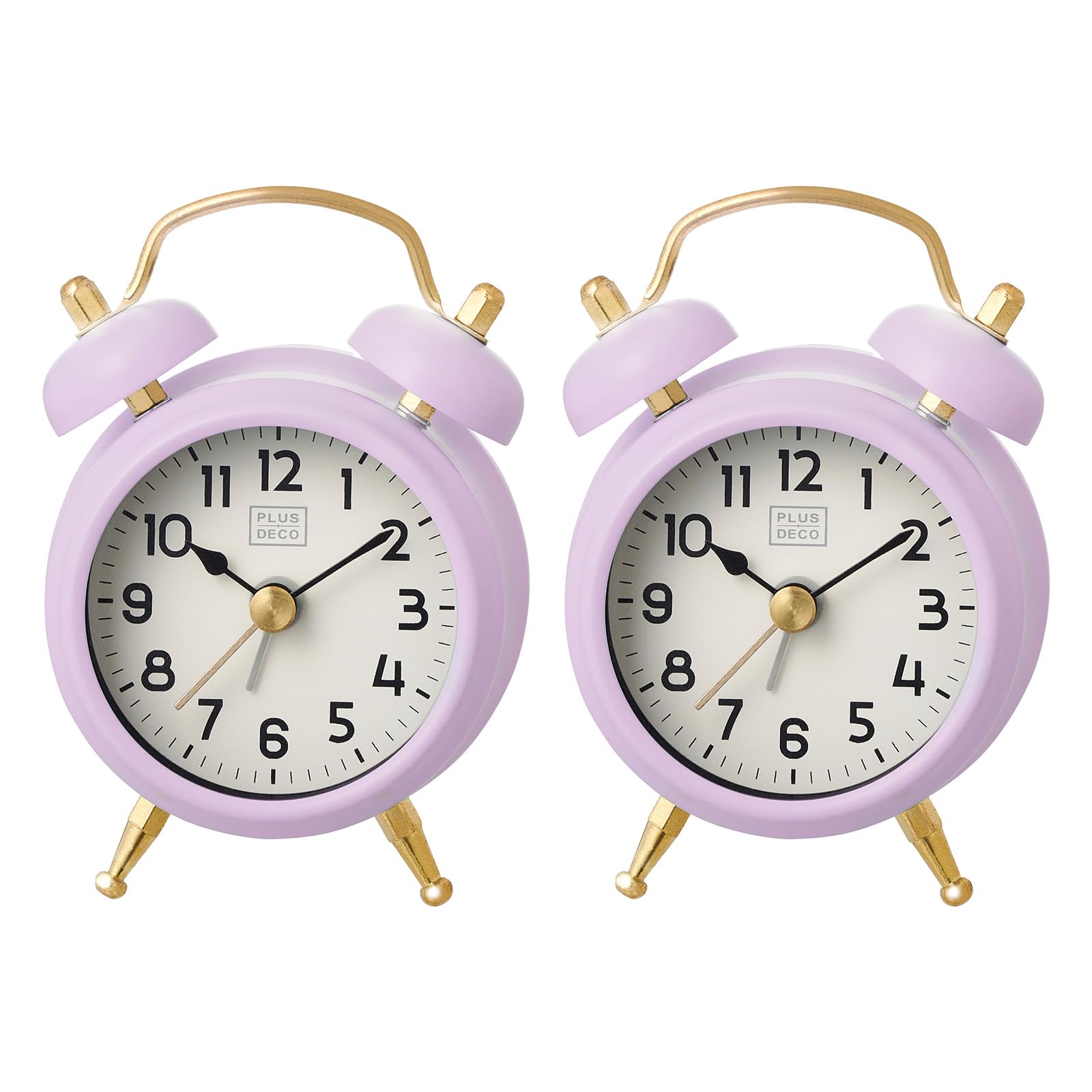 

CREPHA Mini Twin Bell Clocks of with Electronic Antique Classic (Set 2) - Analog, Small, 5.5cm Diameter, Alarm. Cute, Style, Design. Purple. (Model фіолетовий