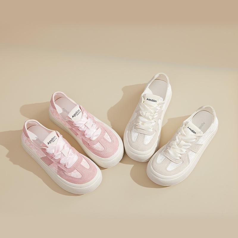 Augustus Dengde Training Shoes Women's 2025 Summer New Thin Casual Sports Board Shoes New Chinese Satin White Shoes