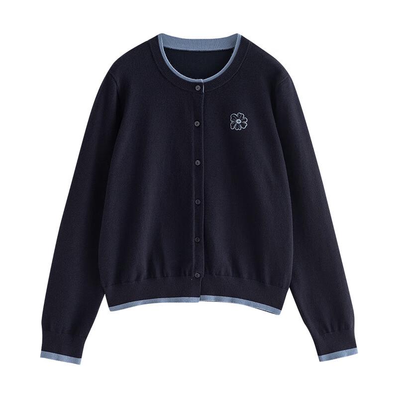 Chuyu Women's Embroidered Color-Block Knit Cardigan