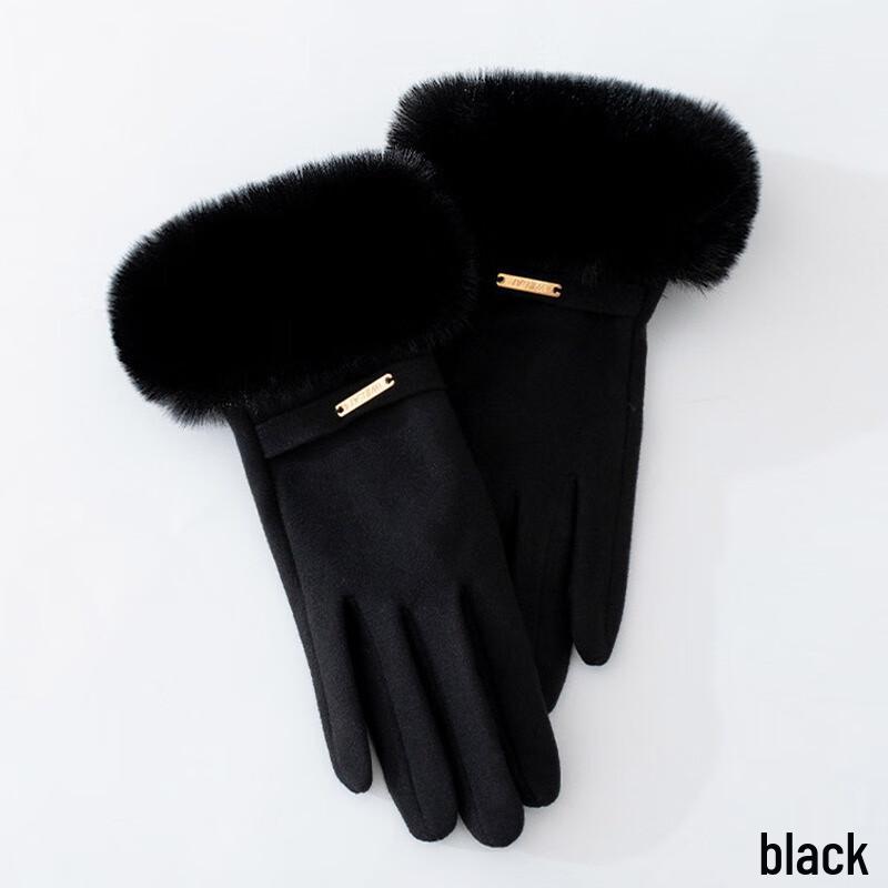 Three Dolphins Women's Winter Rabbit Fur Cycling Gloves