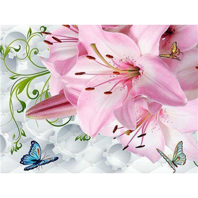 DIY 5D Diamant Malerei Schmetterling Blume voller runder Strass Tier Mosaik Kreuzstich