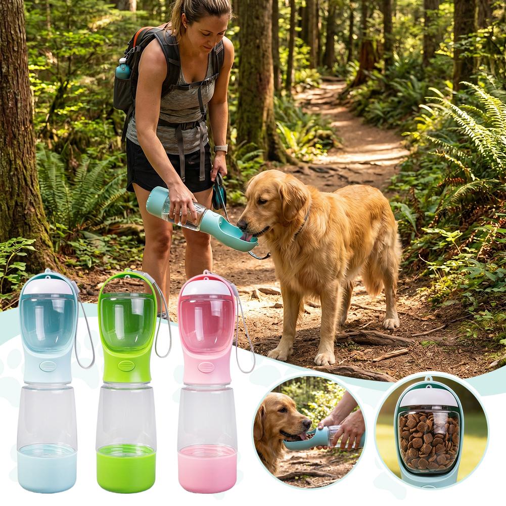 3-in-1 Portable Dog Water Bottle with Food Container, Leak-Proof Pet Water & Food Dispenser for Outdoor Travel, Hiking, Walking