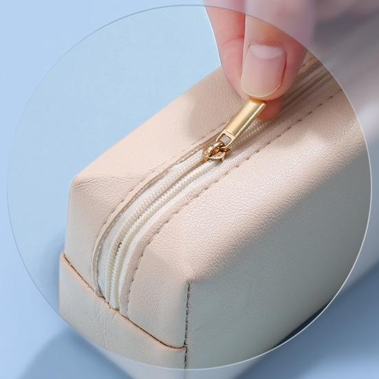 Penneetui Faux Skinn Blyantveske Organizer Liten Glidelås Pennepose Multifunksjonell Kosmetikkveske for Arbeid Reise