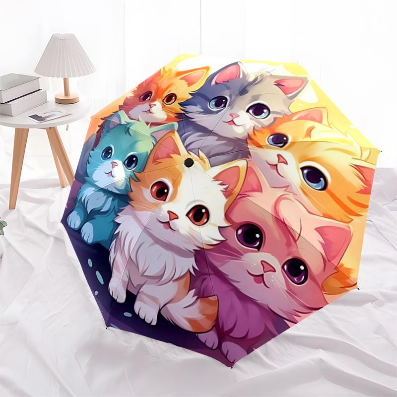 

1pc Cartoon Colorful Kittens Animals Automatic Umbrella Design, Cute Cartoon Pattern, Portable Outdoor Umbrella, Perfect, Holiday Gift for Fans.P018