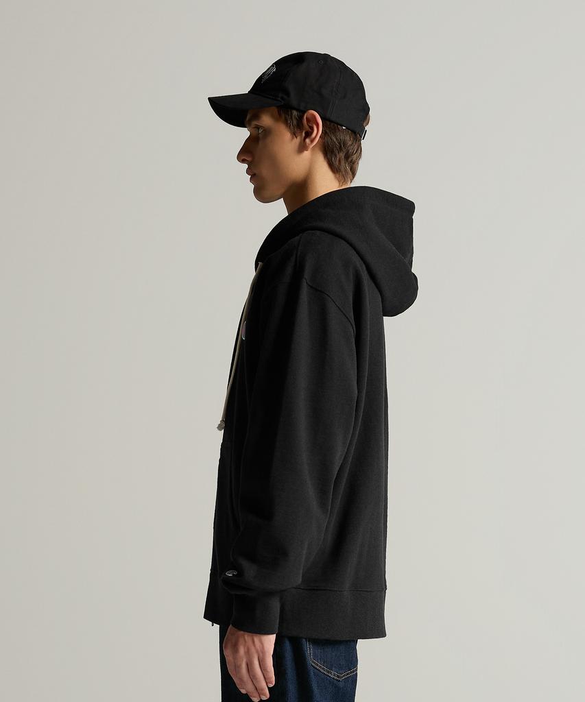 Champion Heritage Logo Loose Fit Zip-Up Hoodie Black