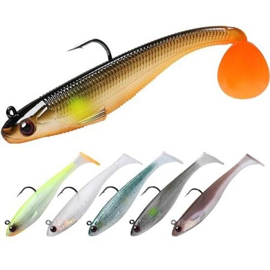 TRUSCEND Shad Soft Lure BKK Hook Is Easy Catch Its Trembling Sink Vibration Swim Increased Bites. Paddle Tail Bait Suitable Various Fish Species Bass