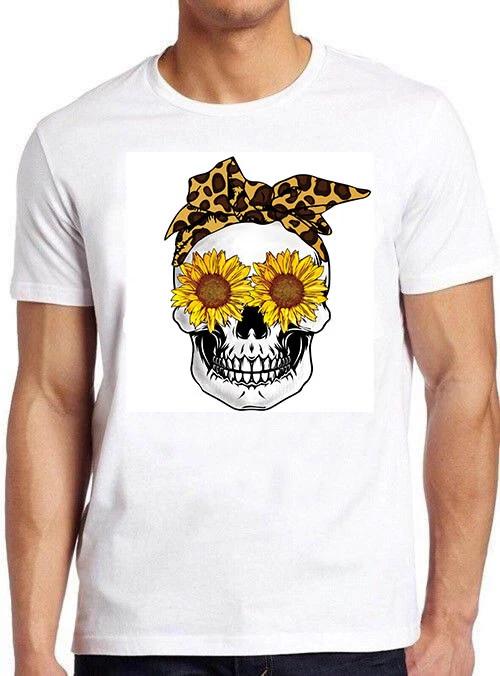 Sunflower Sugar Skull Bandana Funny Meme Geek Cool Cult Gift Tee T Shirt M796 XL