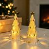 Bedroom Night Lamp LED Lighted Christmas Tree Tabletop Decoration, Battery Operated Xmas Light, Room Ornament Holiday with Star Topper for Indoor