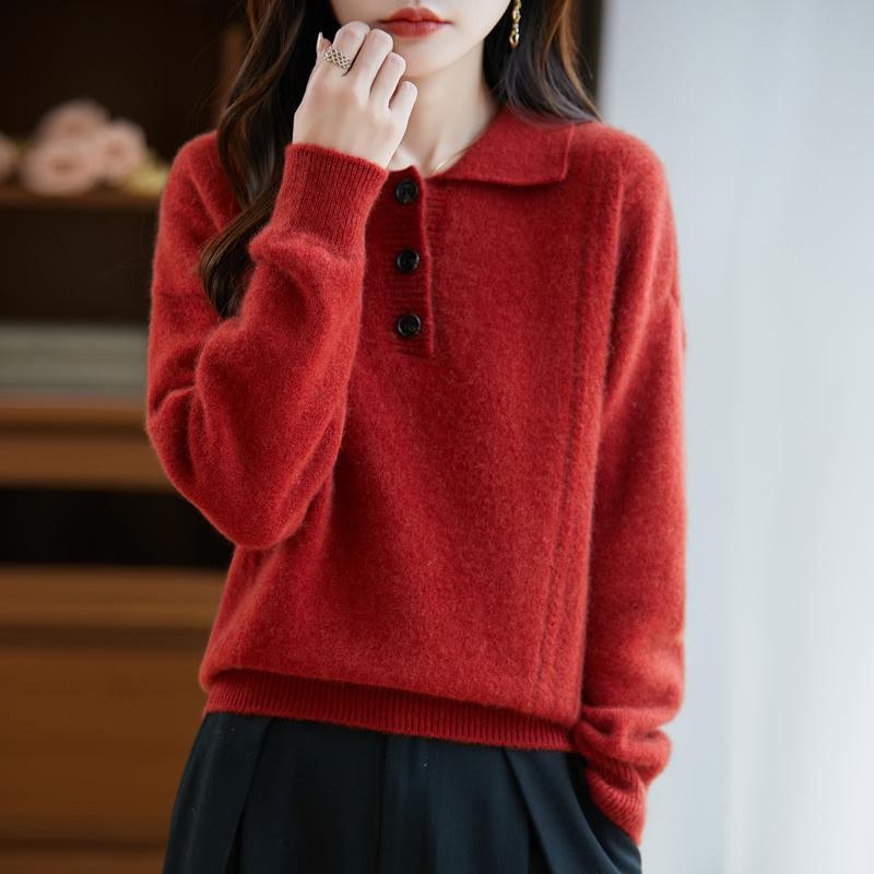 Women's cashmere sweater Qinghe cashmere 30% cashmere 70% wool autumn and winter pullover warm and fashionable