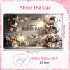 1Pcs Happy Birthday Silvery White Balloons Decoration Background Backdrop For Photo Studio Photo Booth Party