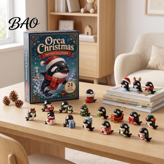 Weihnachtsgeschenk für Freunde Familie 2026 Meeresbewohner Adventskalender, 24-teiliges Acryl-Schmuckset mit festlicher Dekoration für Zuhause Meerestierfiguren,