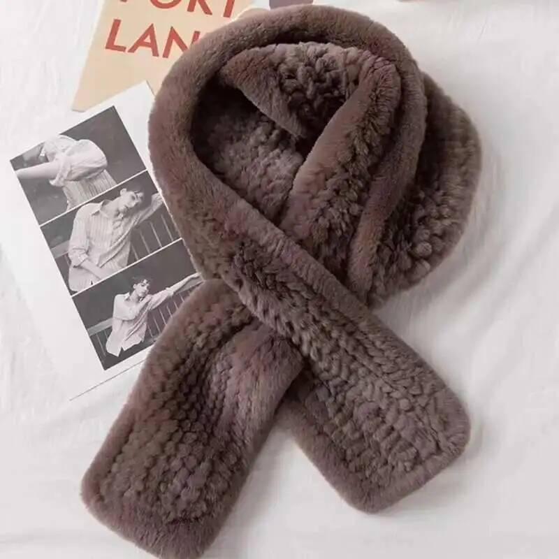 Rex Rabbit Fur Scarf Winter Medium Long fur Scarf Natural Fur Thickened Warm Fur Scarves Neck Warmer Female Real Fur Scarves