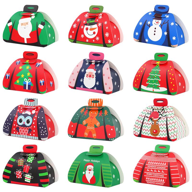 12/24Pcs Christmas Candy Box Cloth Shape Chocolate Gift Packaging Box Bag 2025 Merry Christmas Decoration 2025 New Year Supplies