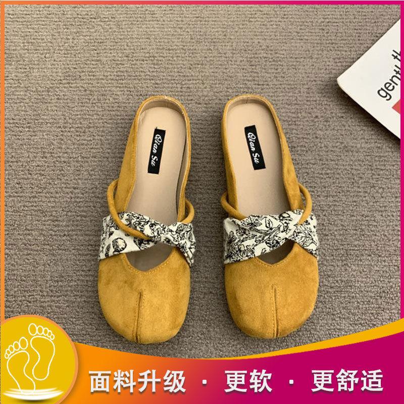 Large size women's shoes 41 to 43 wide fat feet summer 2025 new sandals women's Mary Jane shoes flat bottom bag head half drag