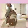Fashionable Color Blocked Letter Cat Pattern Student Backpack With Pendant