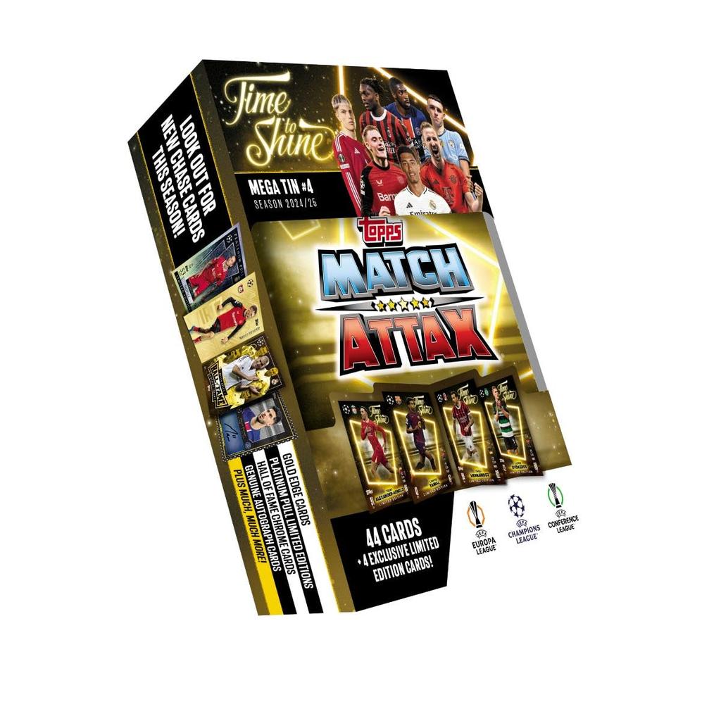 Topps Match Attax Random Mega Tin Contains 44 Match Attax Cards and 4 Exclusive LE 24/25 - - Cards.