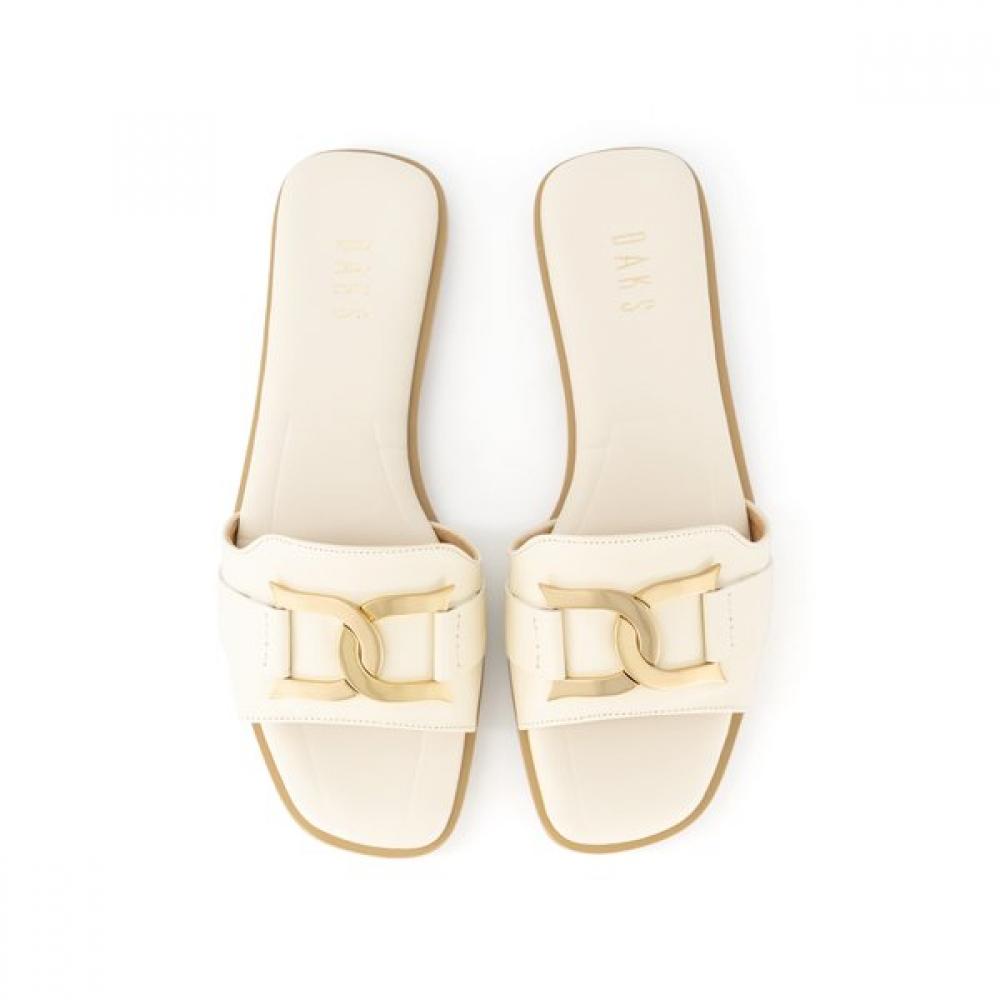 Daks Women S 2cm Dia Decoration Slip Mule Sandal Dld209 Ivory Gold