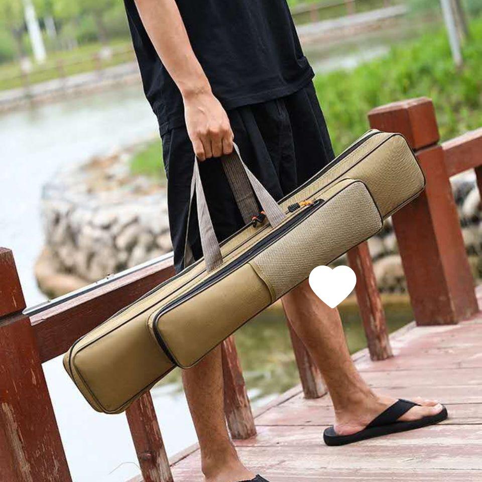 A1R Mini Multi-Layer Fishing Rod Bag - Canvas Gear Bag for Ice & Standard Fishing