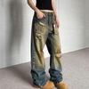 Vintage Streetwear Damen Jeans Hohe Taille Lose Loch Denim Hose Weibliche Beiläufige Gerade Hose Weibliche