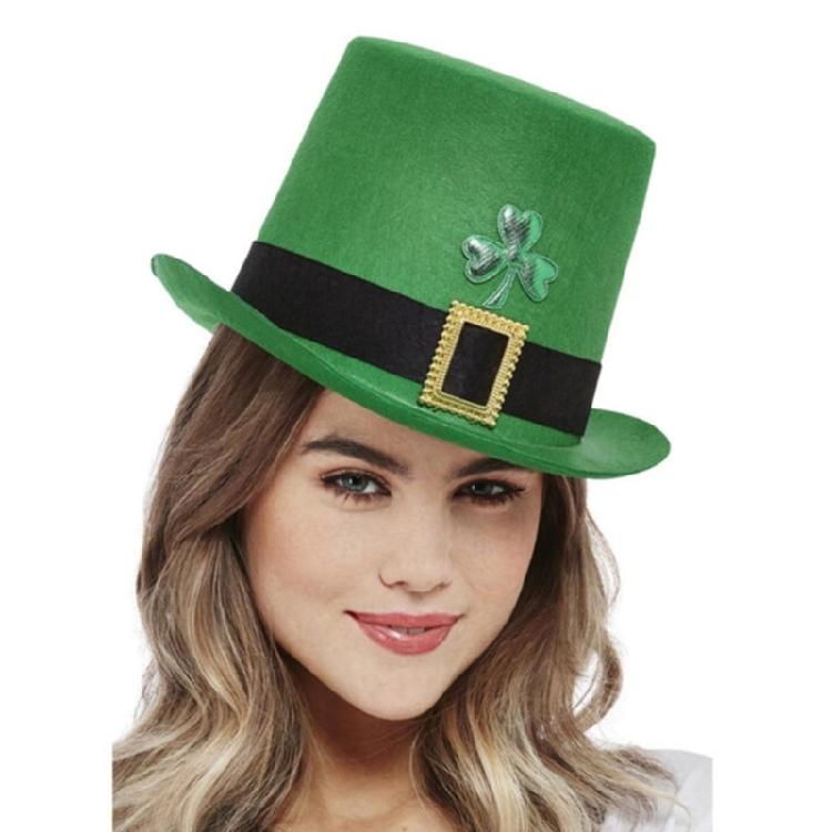 StPatrick Day Decoration Top Hat Lucky Shammock Tall Hat Festival Props Headwear