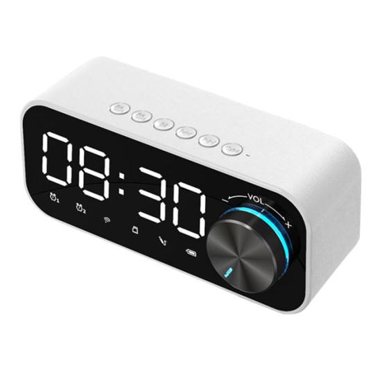 LED Digital Dual Alarm Clock Bluetooth-compatible Bass Speaker with TF AUX Music Player