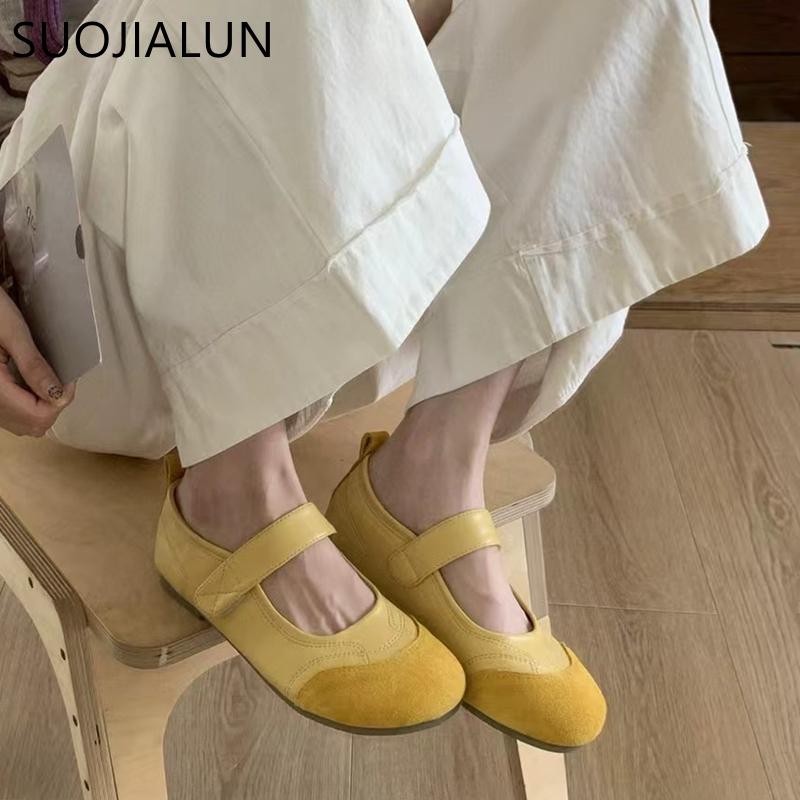 Fashion SUOJIALUN 2025 New Brand Women Flat Shoes Fashion Mix Color Ladies Elegant Mary Jane Shoe Soft Flat Heel Outdoor Dress Single Sh