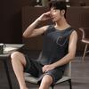 Mens Modal Cool Pajamas Set Summer Round Collar Shorts Modal Nightwear Fashion Gentleman Elegant Sleepwear