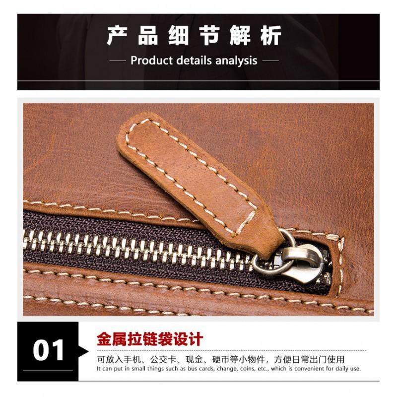 Real Cowhide Crazy Horse Leather Men's Bag Casual Crossbody Retro Fashion Top Layer Shoulder