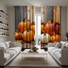 2 Stück HD-Holz auf dem Kürbis Ahornblatt Vorhang gelbe Bindung digital bedruckter Vorhang Heimdekorationsstil Dekoration Wohnzimmer