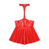 Women's Patent Leather Halter Neck Sexy Backless Bodycon Party MIni Dress Clubwear