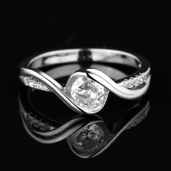 Inel Lucios Stivuibil Geometric Incrustat cu Pietre Prețioase Artificiale Design Răsucit Inel de Deget pentru Femei