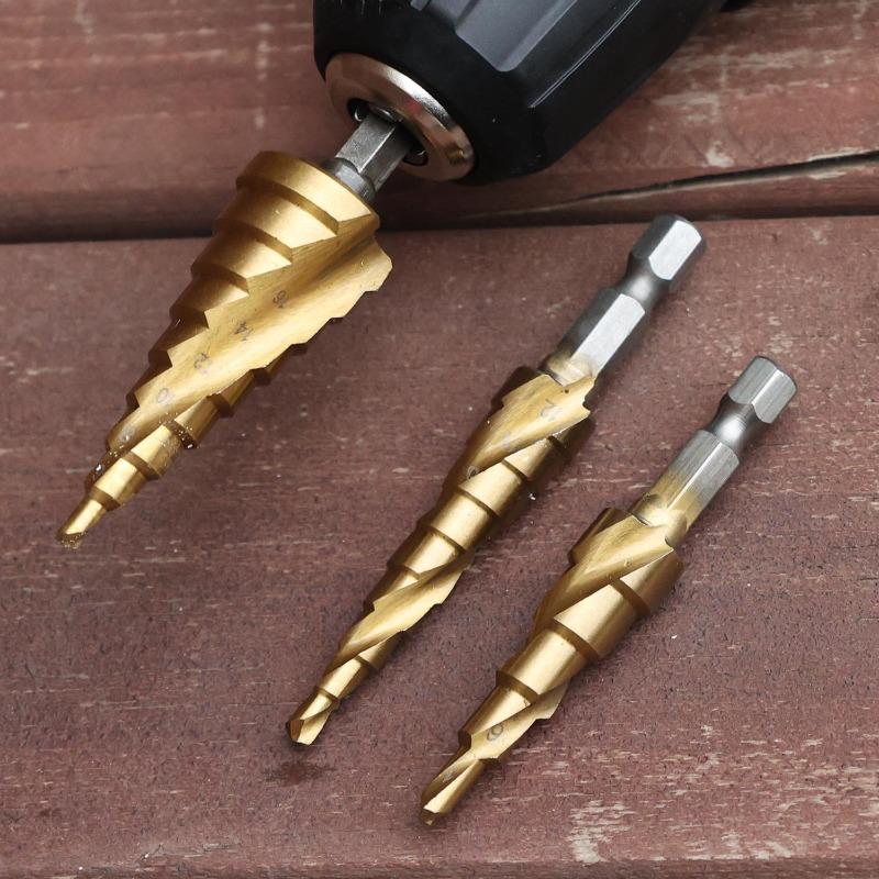 5/1PCS HSS Bearing Steel Step Drill Bit High Speed Steel Single Spiral 4-20 Cone Drill Bit Wood Metal Hole Cutter Drilling Tools