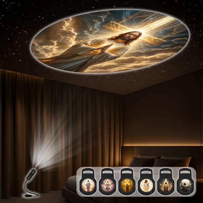 Religious Character Theme Portable Usb Projection Lamp 12 Patterns Decorative Night Light For Events And Room Use