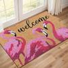 Flamingo Welcome Doormat Letters Waterproof Non-Slip Loop Pile Entrance Rug Outdoor Bath Floor Mat