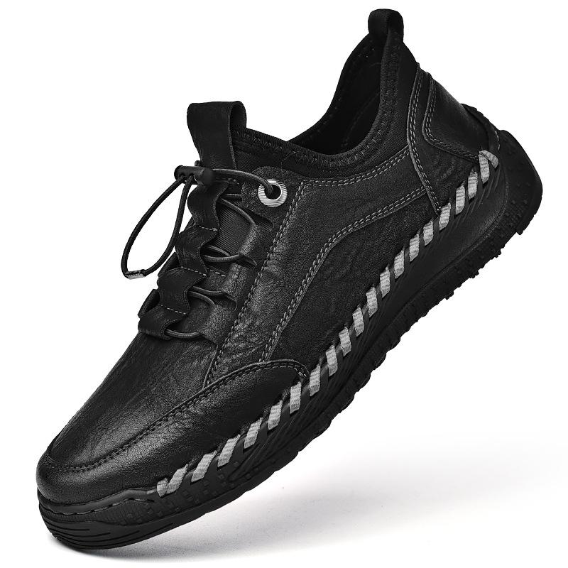 

Мужские ленивые эластичные туфли из кожи с прострочкой - Стильные низкие слипоны, спортивные кроссовки для весны и осени. 44