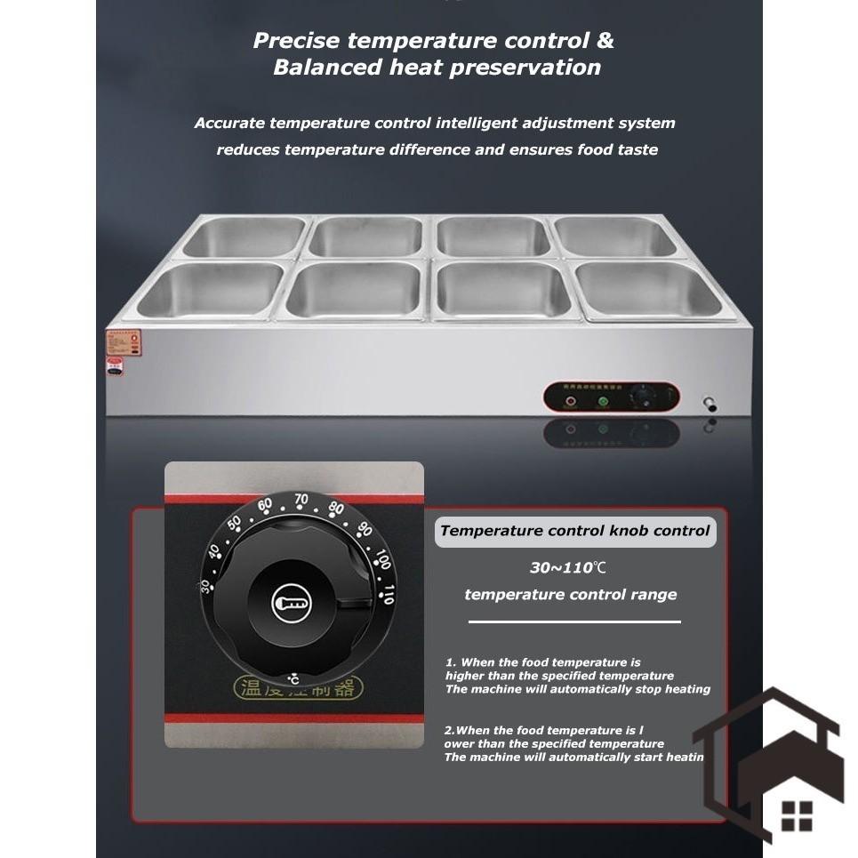 Commercial Fast Food Insulation Table 304 Stainless Steel Electric Heating Table Auto Temperature Control Food Container