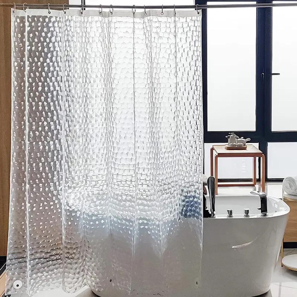 1 pezzo Tenda da doccia interna trasparente resistente con 3 magneti ponderati, Tenda da doccia WaterCube, Tenda impermeabile in plastica PEVA