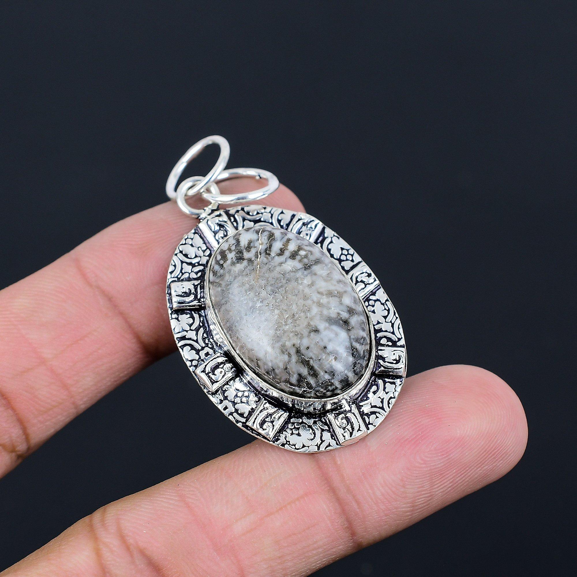 Womens day Sale Natural Stingray Coral Mother Wedding Pendant Jewelry 925 Silver