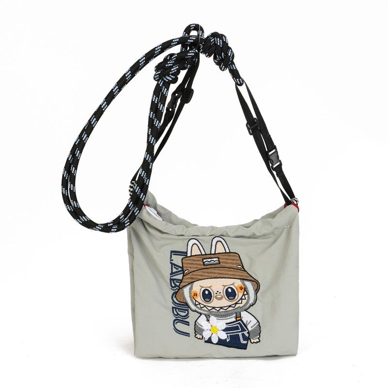 

Summer cartoon style labubu embroidered small square bag cute versatile fashion shoulder crossbody bag