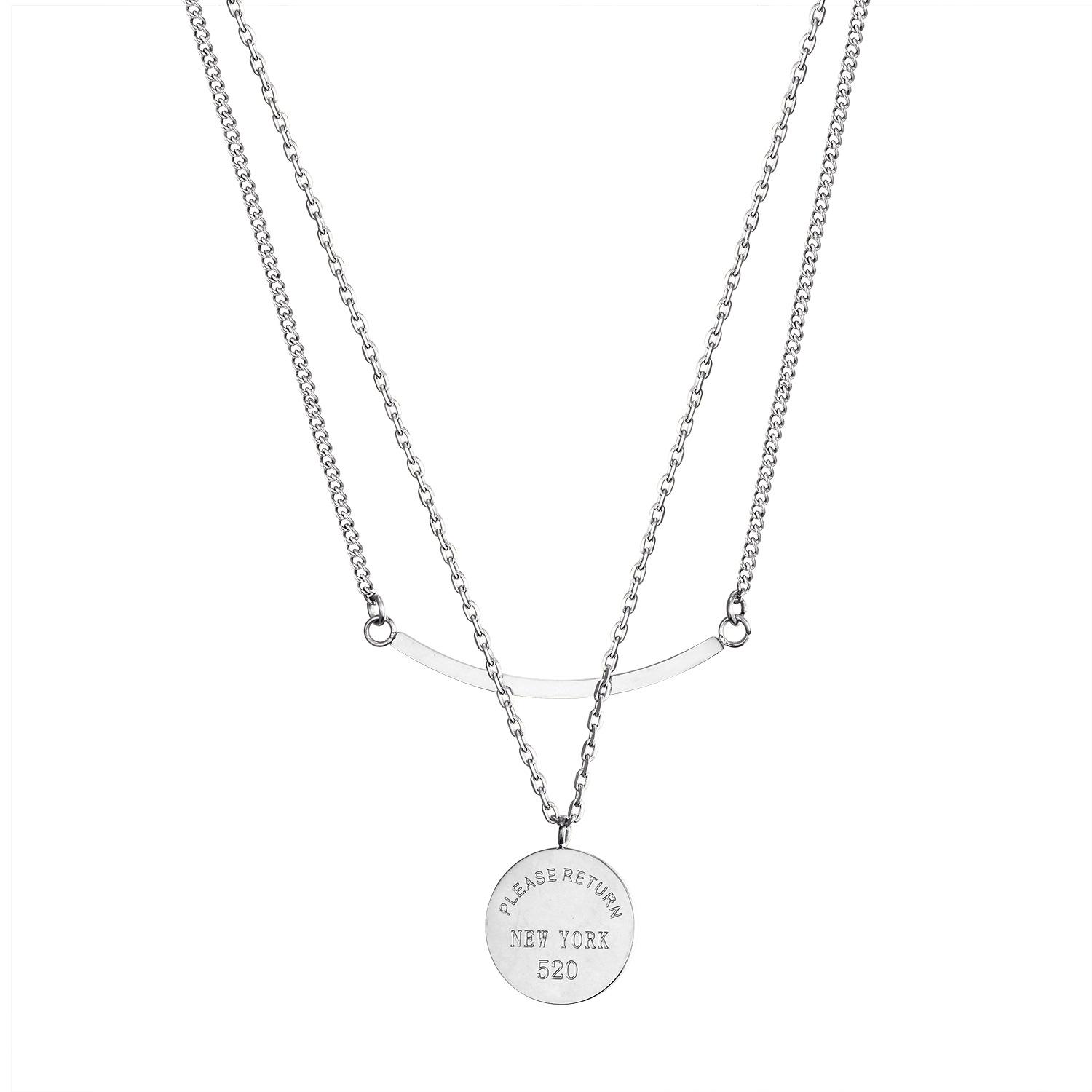 

Двойная круглая карточка с буквами ожерелье женская подвеска не выцветает универсальная ключица