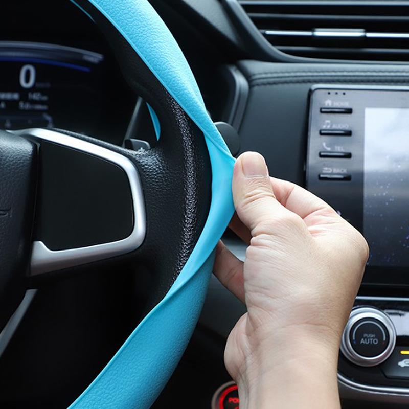 Auto-Lenkradbezug, universeller Silikon-Lenkradbezug, elastischer Handschuhbezug, Textur, weich, mehrfarbig, Auto-Dekoration, DIY-Zubehör